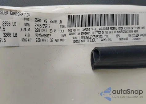 2007 Jeep Grand Cherokee Laredo z USA, uszkodzony, nr VIN 1J8GS48K07C595343